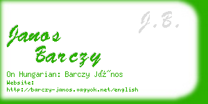 janos barczy business card